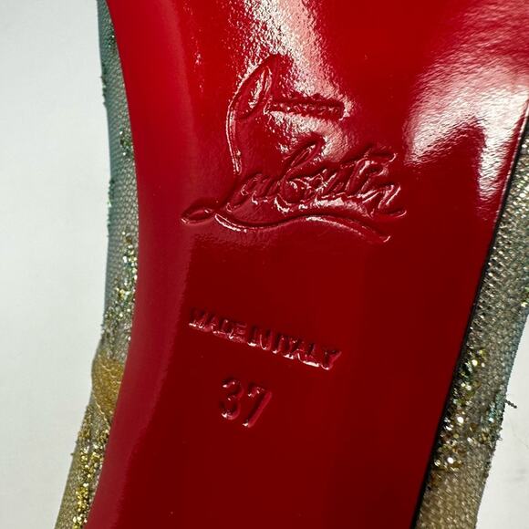 Christian Louboutin Top Top Glitter Lace Up Booties Size 37 - Picture 11 of 12